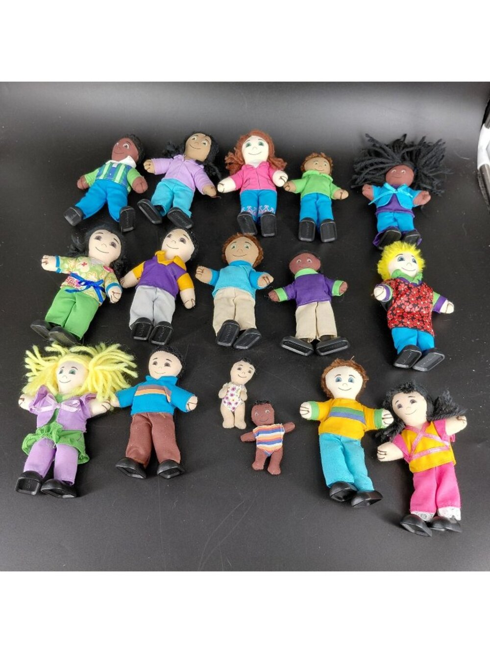 Lakeshore Rag Cloth Dolls Lot 16 Multicultural People 7in Classroom Set Poseable